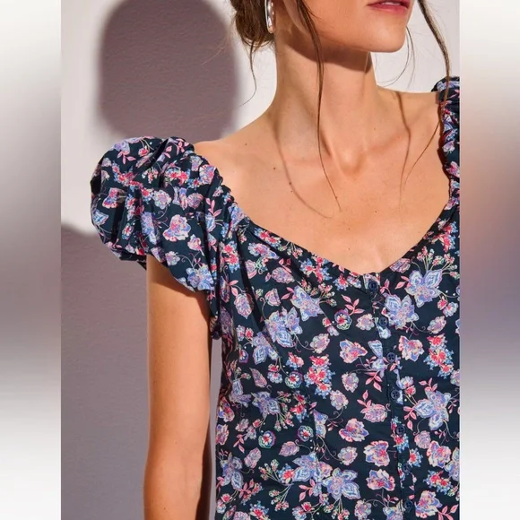 Nation Los Angeles Angel floral blouse top size XL - Picture 4 of 12